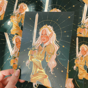 WARRIOR GOLD FOIL FANTASY ART PRINT