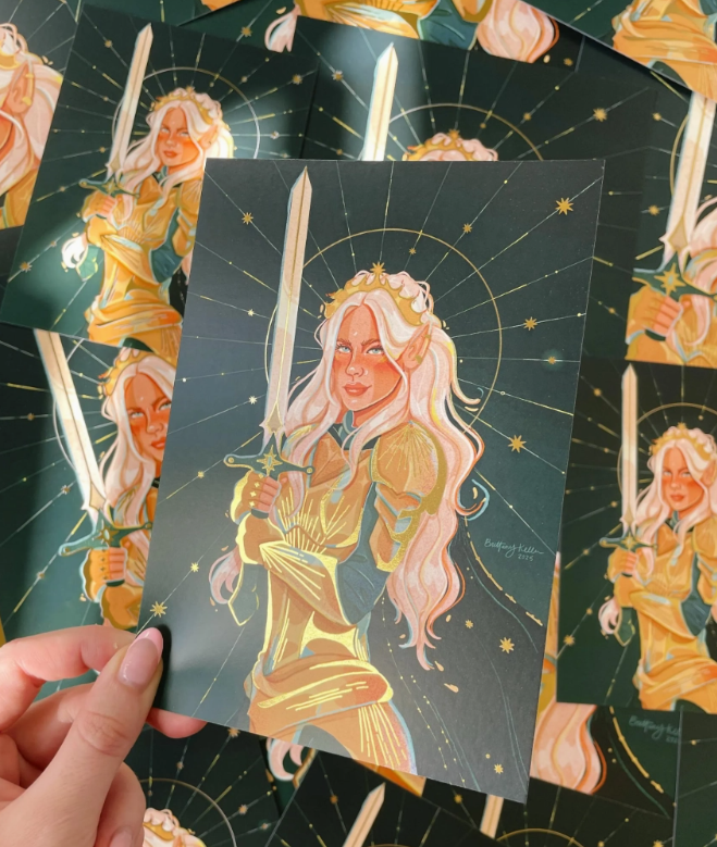 WARRIOR GOLD FOIL FANTASY ART PRINT