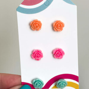 PEACH-PINK-TEAL - MIXED MINI EARRINGS