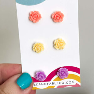 PEACH-IVORY-PURPLE - MIXED MINI EARRINGS