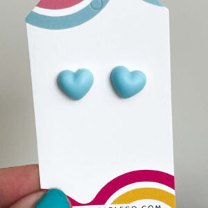 BLUE MINI HEART EARRINGS
