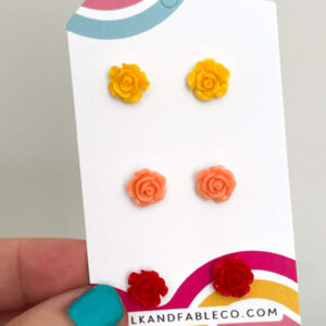 YELLOW-PEACH-RED - MIXED MINI EARRINGS