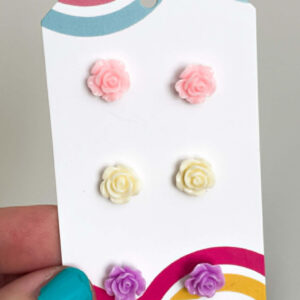 PINK-IVORY-PURPLE - MIXED MINI EARRINGS