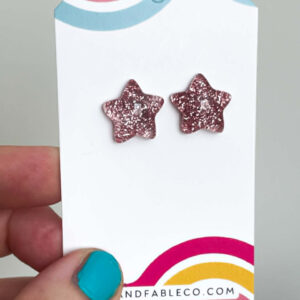 ROSE GOLD GLITTER STAR EARRINGS