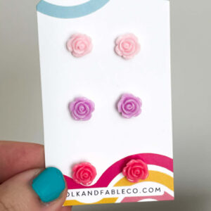 LIGHT PINK-PURPLE-PINK - MIXED MINI EARRINGS