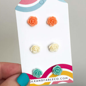 PEACH-IVORY-TEAL - MIXED MINI EARRINGS