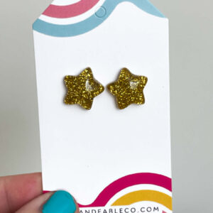 GOLD GLITTER STAR EARRINGS