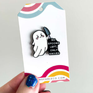 NO SPOONS LEFT ENAMEL PIN