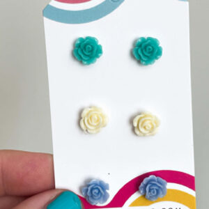 TEAL-IVORY-PERIWINKLE - MIXED MINI EARRINGS