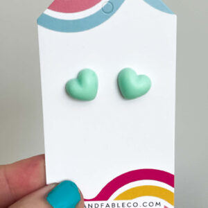 GREEN MINI HEART EARRINGS