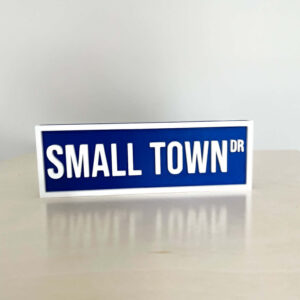 SMALL TOWN BOOKSHELF SIGN BLUE