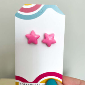 DARK PINK PASTEL STAR EARRINGS