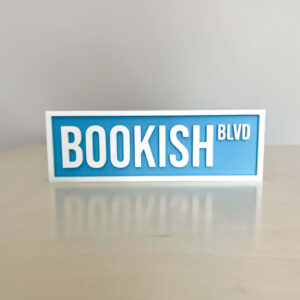 BOOKISH BOOKSHELF SIGN BLUE