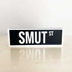 SMUT BOOKSHELF SIGN BLACK