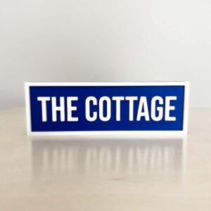 THE COTTAGE BOOKSHELF SIGN BLUE