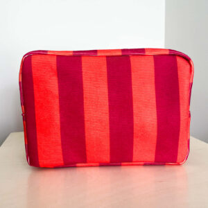 CANDY STRIPE TRAVEL BAG - ORANGE/PINK