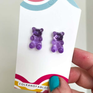 PURPLE GUMMI BEAR EARRINGS