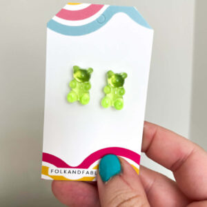 GREEN GUMMI BEAR EARRINGS