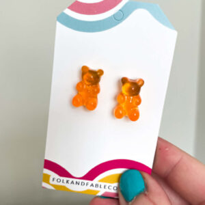 ORANGE GUMMI BEAR EARRINGS