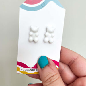 WHITE GUMMI BEAR EARRINGS